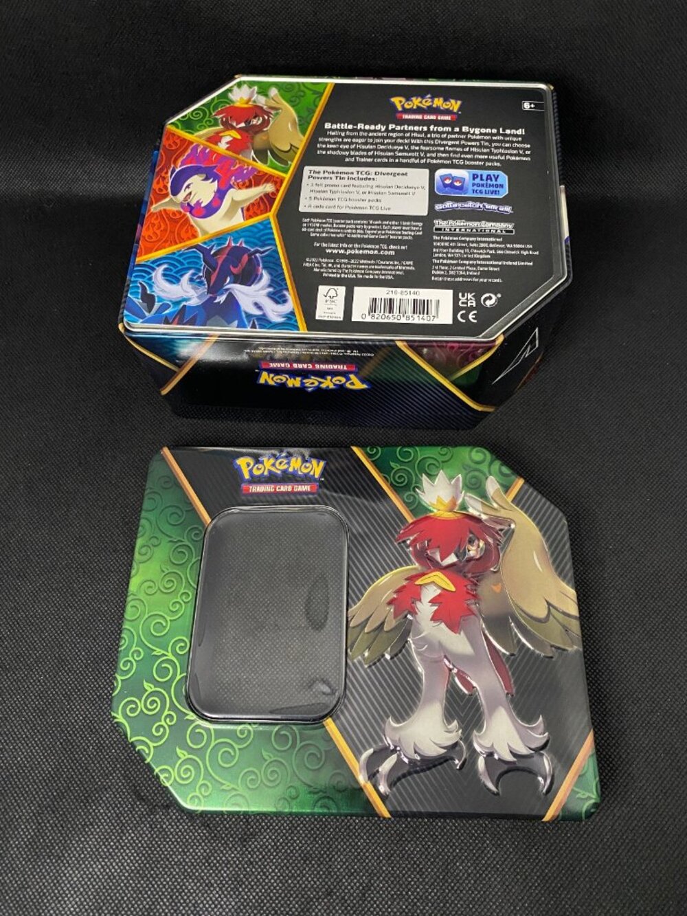 Empty Hisuian Decidueye Pokemon Divergent Powers Tin Storage Container